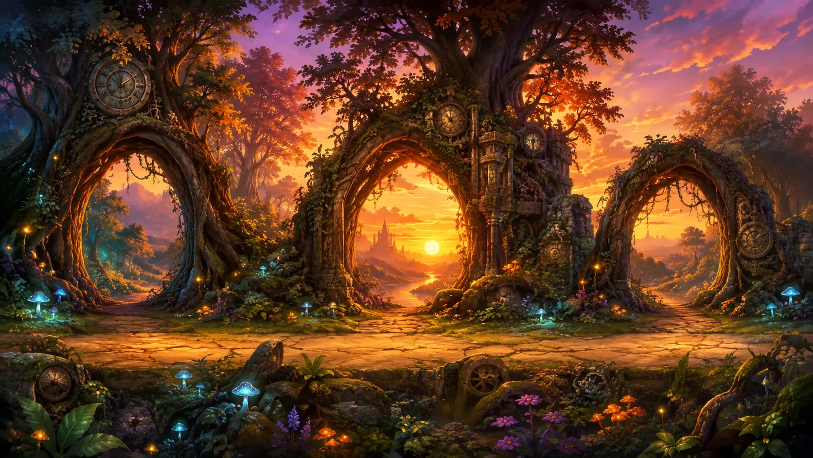 The magical Shadow Forest at sunset