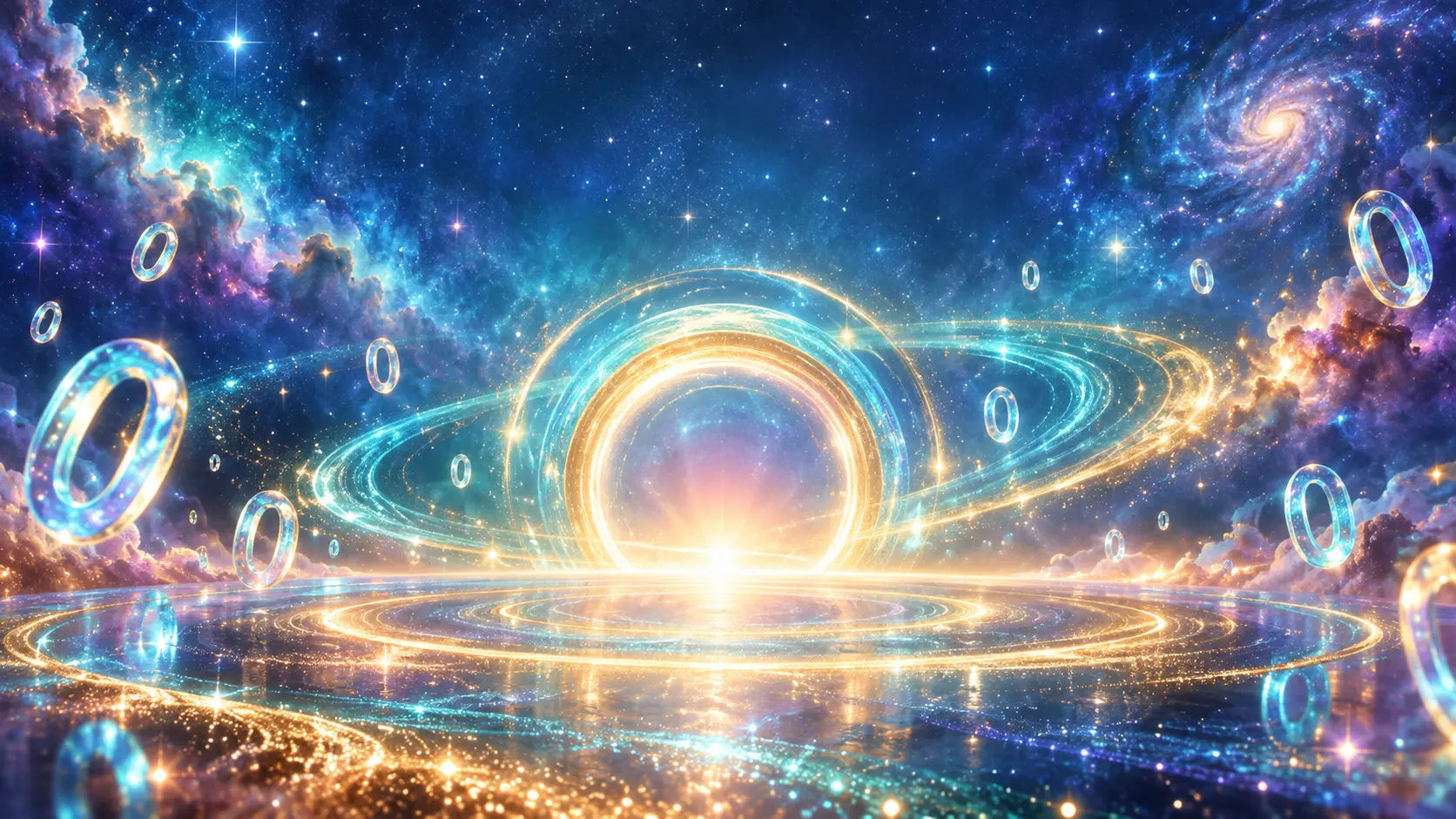 A luminous portal of zeroes in a magical universe